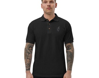 MensSpartan Warrior Molon Labe Embroidered Knit Striped Short Sleeve Polo Shirts MensSpartan Warrior Molon Labe Embroidered Knit Striped Short Sleeve Polo Shirts