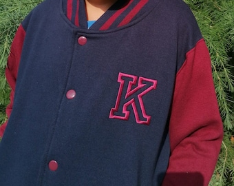 Personalised varsity jacket, Personalised children's jacket, Personalised varsity jacket kids, Embroided jacket for children, Navy jacket