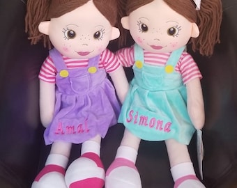 Personalised Rag Doll, Personalised Ragdoll, Personalised doll, Doll with name, Embroided doll, Rag dolls, Name on dolls, Gift for girls