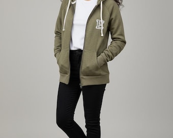 Personalized Embroidered Zip Hoodie: Women's Custom Initial