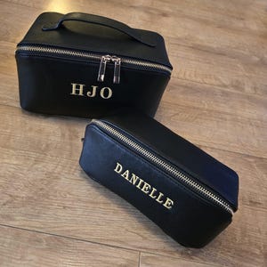 Personalised open flat cosmetic bag with separate compartments, Personalised toiletry bag, Personalised monogram cosmetic bag, Vanity bag