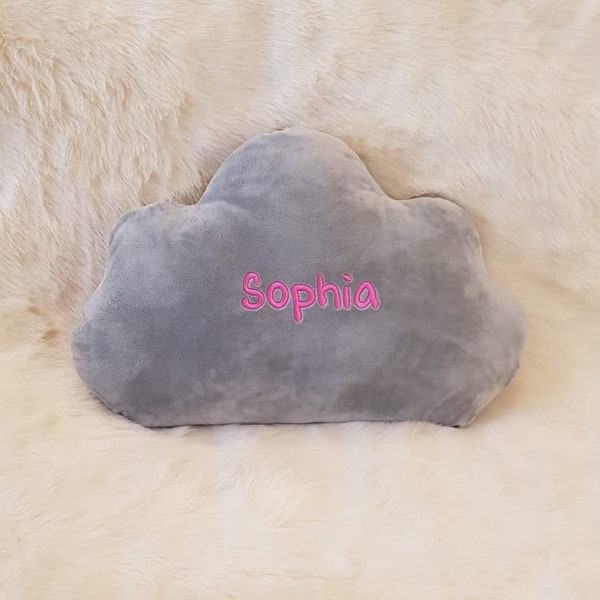 Personalised cloud cushion, Personalised velvet cushion, customised star shaped cushion, Customised cloud shape cushion, grey, pink, blue