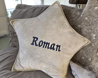 Personalised Star Cloud Cushion Pillow, Custom Name Kids Embroidered Cushion, Children Toddler Decorative Pillow, Kids Nursery Decor