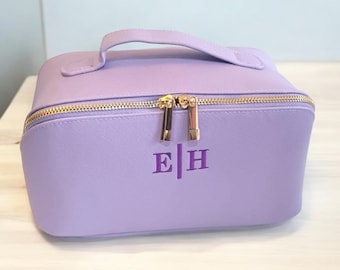 Personalised open flat cosmetic bag with separate compartments, Personalised toiletry bag, Personalised monogram cosmetic bag, Vanity bag
