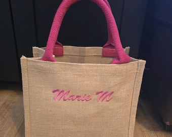 Name jute bag, Embroidered canvas bag, Personalised jute bag, Perfect bag for lunch, Shopping jute bag, Personalised tote bag
