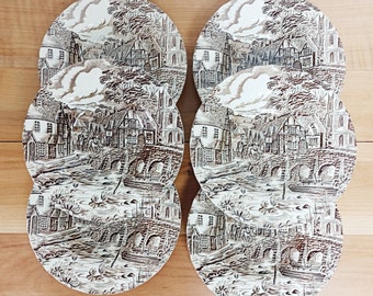 Set of 6 Alfred Meakin soup plates, The Post House, vintage