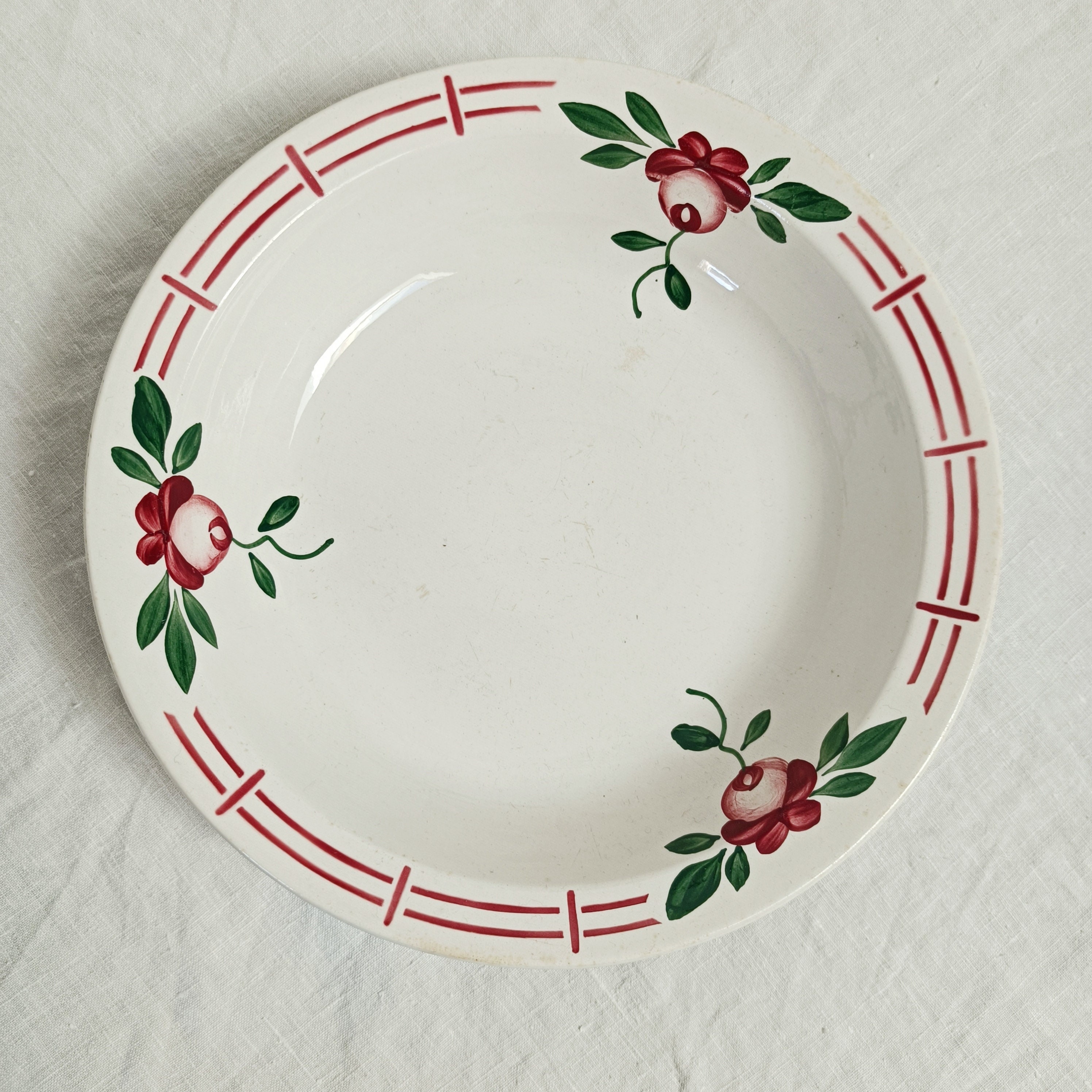 Plat Creux Digoin Sarreguemines Castille, Fleurs Roses, Vintage