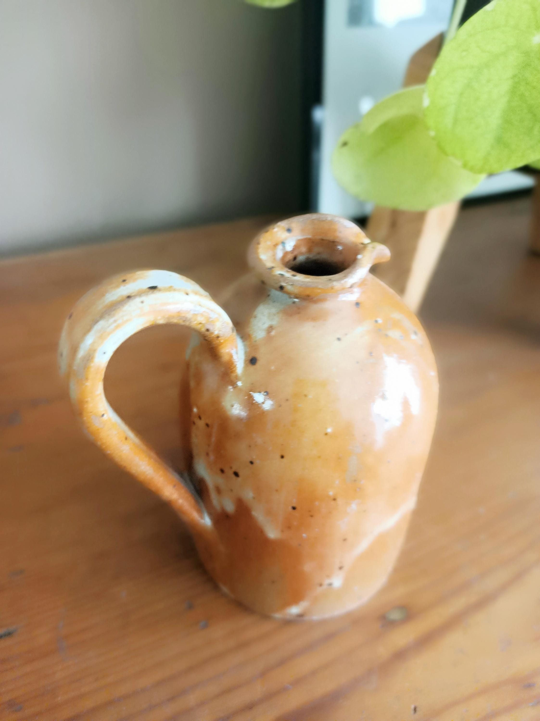取っ手付き花瓶、小さな石器の水差し、ヴィンテージ - Etsy 日本