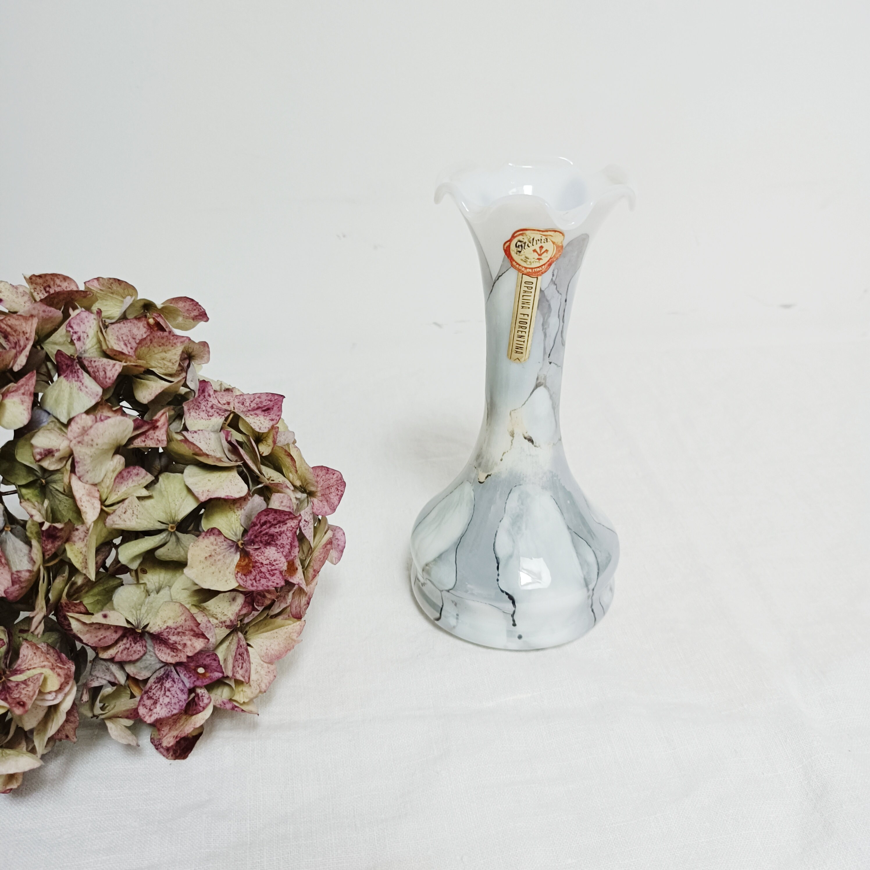Vase Soliflore Gris Florentin en Opaline Stelvia, Italie Vintage