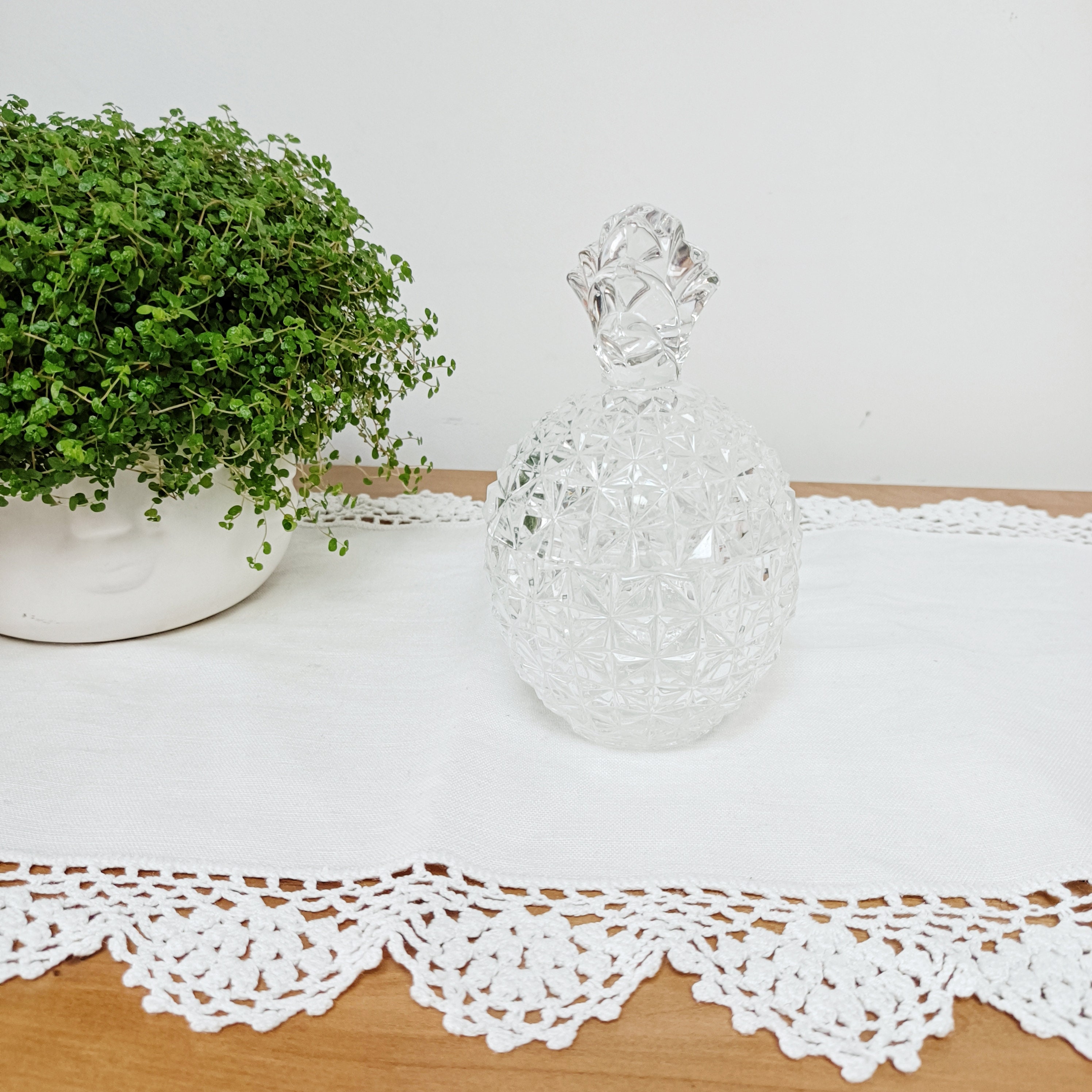 Bonbonnière Ananas en Cristal d'arques, Vintage Ancien