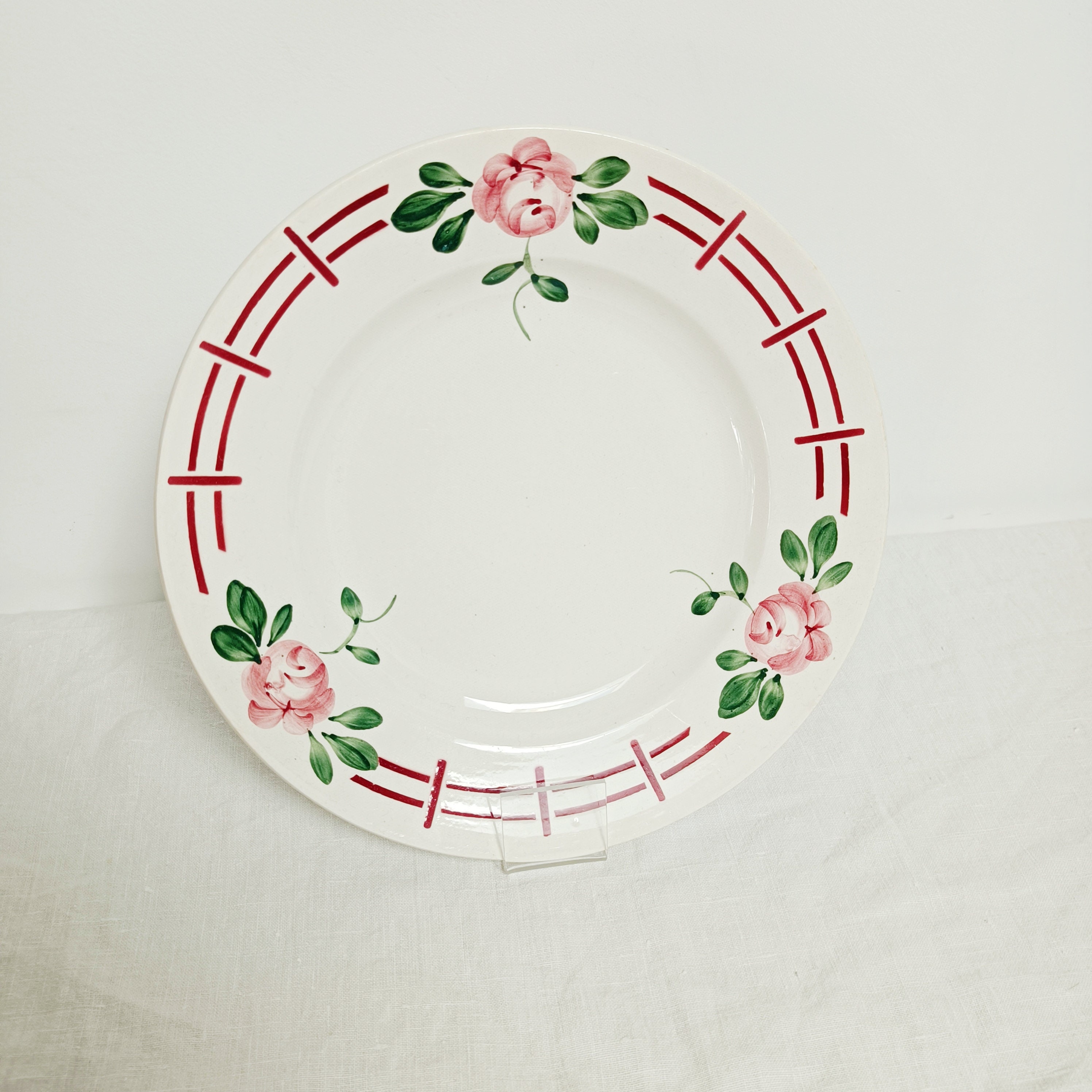 Plat Rond Digoin Sarreguemines Castille, Fleurs Roses, Vintage