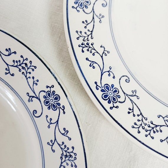 blue flowers Set of 4 hollow plates Moulin des loups and Hamage model Tournai vintage