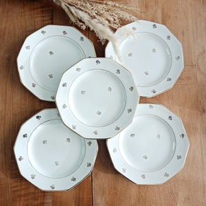 Set of 5 Saint-Amand flat plates, golden, vintage