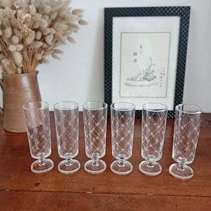 Lot de 6 flûtes à champagne, Luminarc Suède Antarès, vintage