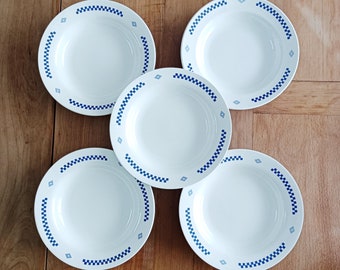 Set of 5 Lustucru soup plates, vintage