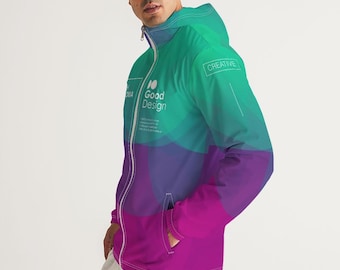 Abstract Geometric Gradient Windbreaker