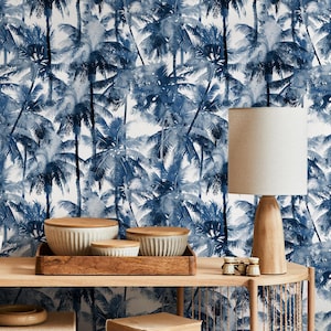 Tropical Coastal Blue & White Wallpaper - B133