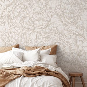 Vintage Peony Beige Wallpaper - D520