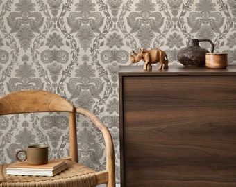 Beige Vintage Victorian Wallpaper / Peel and Stick Wallpaper Removable Wallpaper Home Decor Wall Art Wall Decor Room Decor - D226