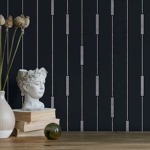 Black Modern Striped Wallpaper / Peel and Stick Wallpaper Removable Wallpaper Home Decor Wall Art Wall Decor Room Decor - C893