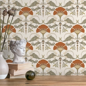 Vintage Flower Wallpaper / Peel and Stick Wallpaper Removable Wallpaper Home Decor Wall Art Wall Decor Room Decor - D241
