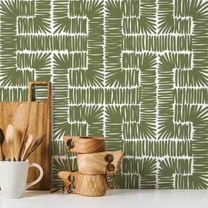 Green Modern Wallpaper / Peel and Stick Wallpaper Removable Wallpaper Home Decor Wall Art Wall Decor Room Decor D047 image 1