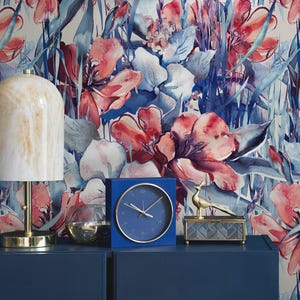 Watercolor Floral Art - Red & Blue Wallpaper - B160