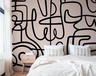 White Original Artwork Fine Art Print Abstract Print Bohemian Decor Removable Wallpaper Abstract Wallpaper Square #1 Wallpaper Grey