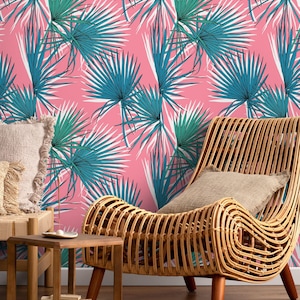 Modern Tropical Teal Wallpaper - B251