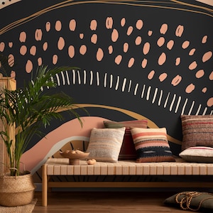 Papel tapiz autoadhesivo Papel tapiz extraíble Decoración del hogar Arte de pared Decoración de pared Decoración de habitación / Papel tapiz abstracto naranja - C412