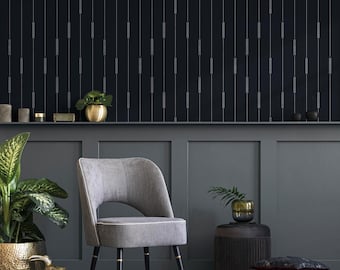 Black Modern Striped Wallpaper / Peel and Stick Wallpaper Removable Wallpaper Home Decor Wall Art Wall Decor Room Decor - C893