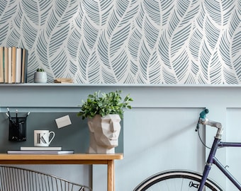 Wallpaper Peel and Stick Wallpaper Removable Wallpaper Home Decor Wall Art Wall Decor Room Decor / Light Blue feather Wallpaper - A063