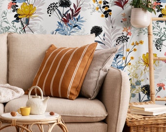 Wallpaper Peel and Stick Wallpaper Removable Wallpaper Home Decor Wall Art Wall Decor Room Decor / Boho Floral Wallpaper - B048