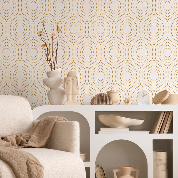 Wallpaper Peel and Stick Wallpaper Removable Wallpaper Home Decor Wall Art Wall Decor Room Decor / Yellow Geometric Wallpaper - A909