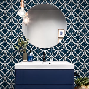 Tapete zum Abziehen und Aufkleben Abnehmbare Tapete Wohnkultur Wandkunst Wanddekor Raumdekor / Marineblaue Art-Deco-Tapete - C429