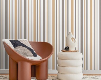 Minimalist Striped Wallpaper Modern Wallpaper Peel and Stick and Traditional Wallpaper - D845