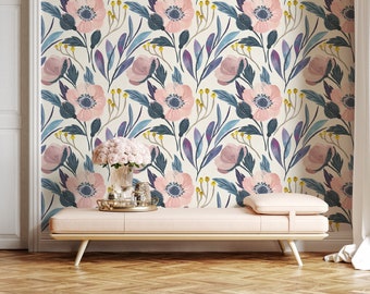 Wall Art Wallpaper Peel and Stick Wallpaper Removable Wallpaper Home Decor Wall Decor Room Decor / Modern Floral Wallpaper - A696