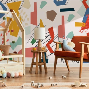 Tapete Schälen und Stick Tapete Abnehmbare Tapete Wohnkultur Wandkunst Zimmerdekor / Buntes Abstraktes Wandbild Tapete - B748