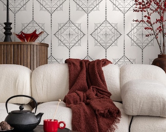 Wallpaper Peel and Stick Wallpaper Removable Wallpaper Home Decor Wall Art Wall Decor Room Decor / Black Geometric Wallpaper - C468