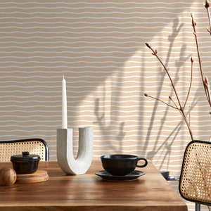 Yellow Minimalist Lines Wallpaper Boho Wallpaper Peel and Stick and Traditional Wallpaper - D748
