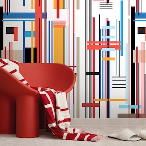 Colorful Geometric Wallpaper Abstract Wallpaper Peel and Stick and Traditional Wallpaper - D753