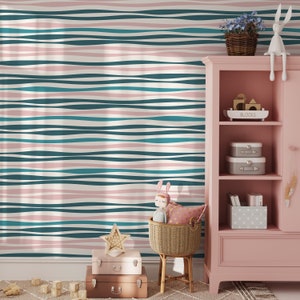Abstract Striped Wallpaper / Peel and Stick Wallpaper Removable Wallpaper Home Decor Wall Art Wall Decor Room Decor - D487