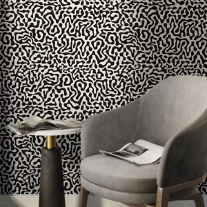 Wallpaper Peel and Stick Wallpaper Removable Wallpaper Home Decor Wall Art Wall Decor Room Decor / Black and White Abstract Wallpaper - B601