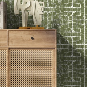 Green Modern Wallpaper / Peel and Stick Wallpaper Removable Wallpaper Home Decor Wall Art Wall Decor Room Decor D047 image 2