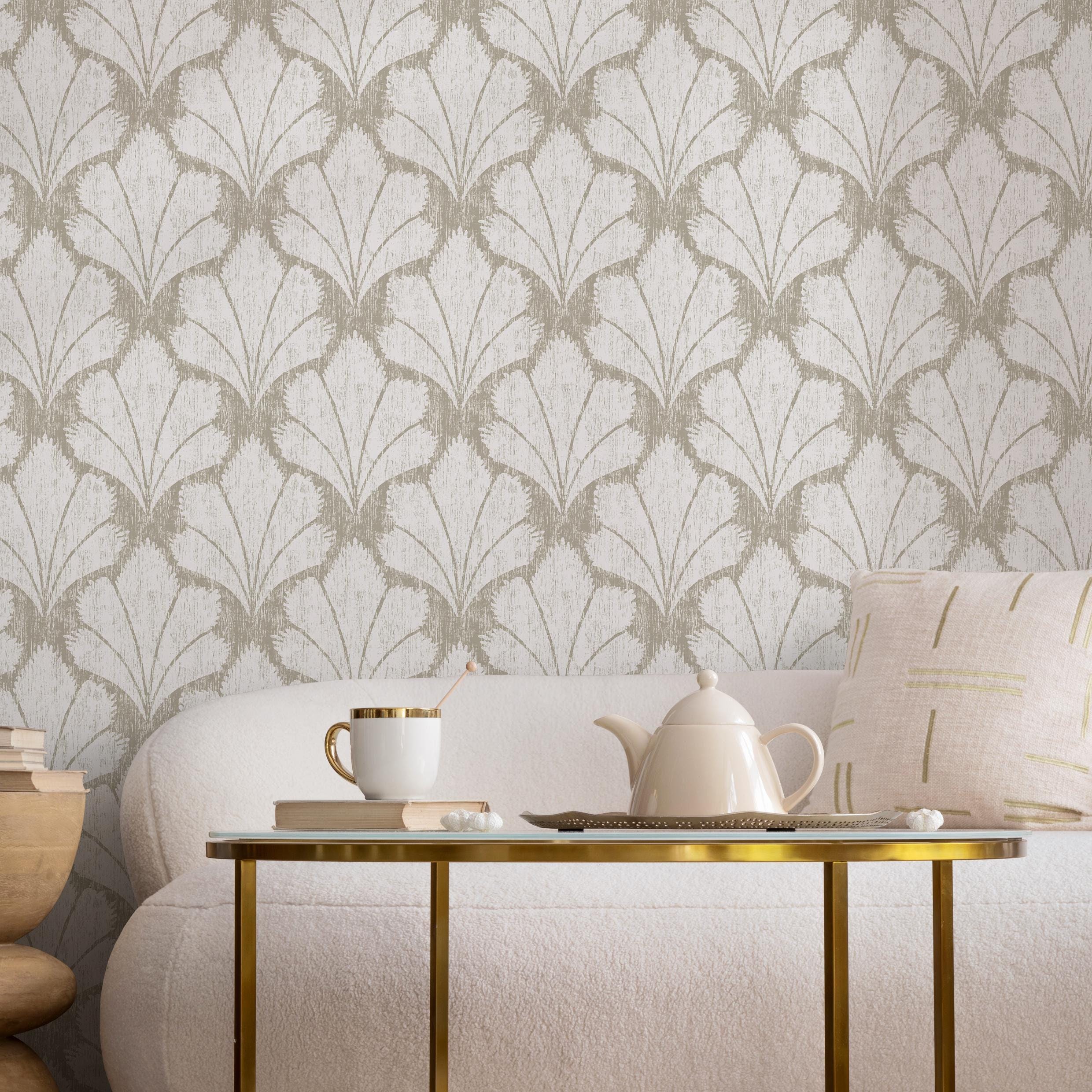 Art Deco Beige White Wallpaper - C929 - Etsy