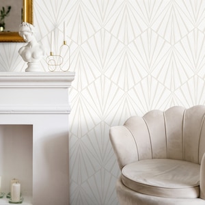 Neutral Art Deco Wallpaper / Peel and Stick Wallpaper Removable Wallpaper Home Decor Wall Art Wall Decor Room Decor C857 image 2