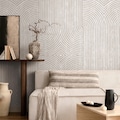 Zen Arch Abstract Wallpaper in Warm Gray on White - Peel and Stick - C927