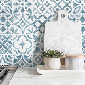 Moroccan Mosaic Blue White Wallpaper - D526 - Etsy Australia
