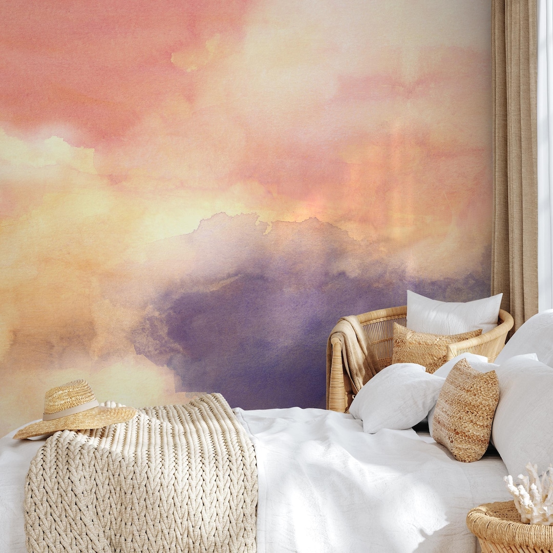 Abstract Watercolor Pink Purple Wallpaper - C917 - Etsy