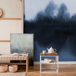 Wallpaper Peel and Stick Wallpaper Removable Wallpaper Home Decor Wall Art Wall Decor Room Decor / Watercolor Blue Wallpaper  - X154